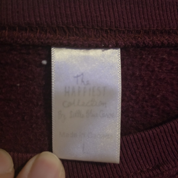 Women's Crew Neck Sweater - Happiest Drinking Wine - Burgundy - Picture 3 of 7